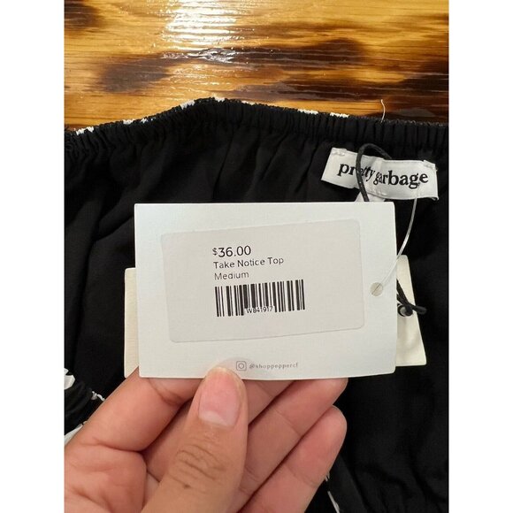 Pretty Garbage Women Floral Tied Crop Top Size Medium Boho Peasant Hippie Preppy - Picture 9 of 12